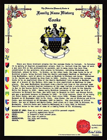 Email Only Family Name History and Coat of Arms