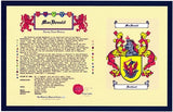 11" X 17" HRC Tribute Coat of Arms & Family Name History W/Free US S&H